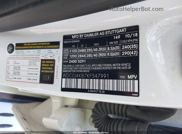 WDC0J4KB7KF547991 2019 MERCEDES-BENZ GLC 300 COUPE White Vista del compartimento del motor