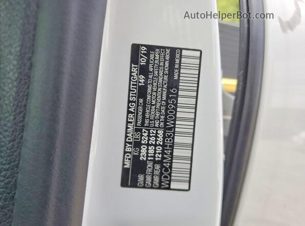 WDC4M4HB3LW009516 2020 MERCEDES-BENZ GLB-CLASS Белый Вид наклейки с VIN-кодом