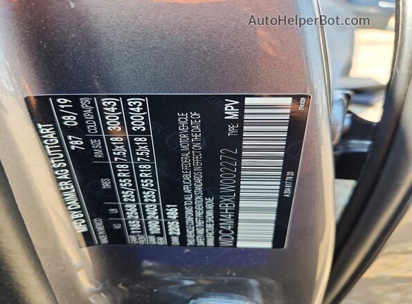 WDC4M4HBXLW002272 2020 MERCEDES-BENZ GLB-CLASS Серый Вид наклейки с VIN-кодом