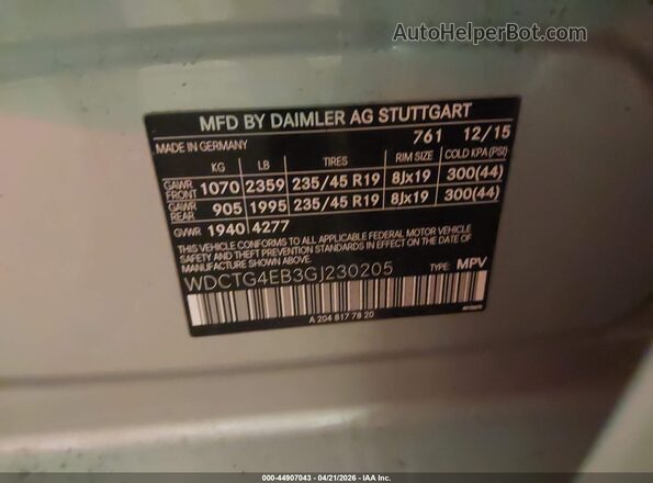 WDCTG4EB3GJ230205 2016 MERCEDES-BENZ GLA 250 Silver Engine compartment view