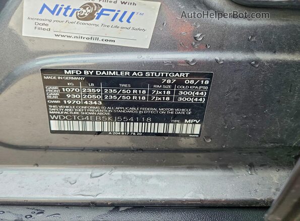 WDCTG4EB5KJ554118 2019 MERCEDES-BENZ GLA Silver 360 interior view