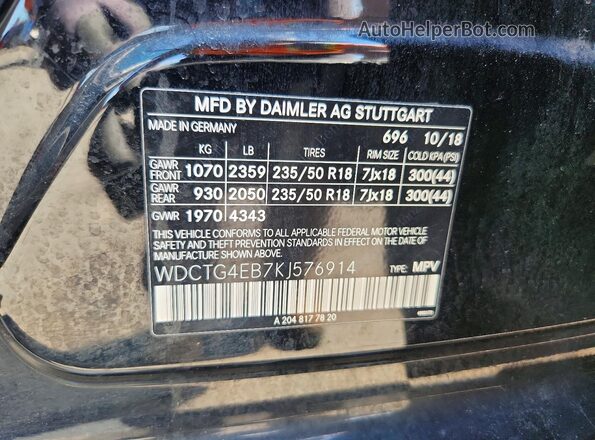 WDCTG4EB7KJ576914 2019 MERCEDES-BENZ GLA Black 360 interior view