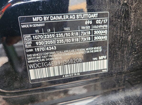 WDCTG4EB9JJ368208 2018 MERCEDES-BENZ GLA Black Սալոնի 360 աստիճան տեսք