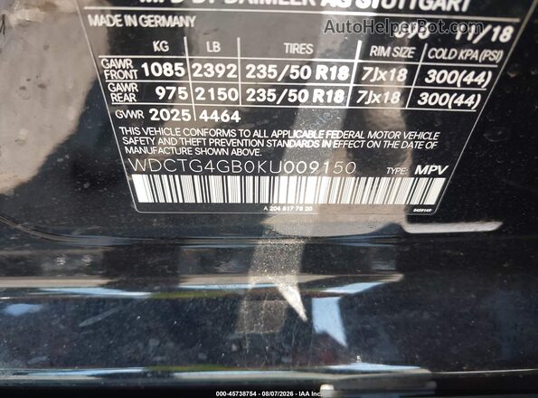 WDCTG4GB0KU009150 2019 MERCEDES-BENZ GLA 250 Black Շարժիչի բաժամունքի տեսք