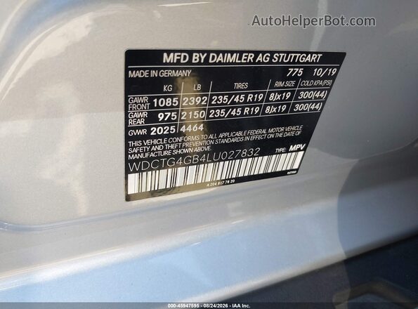 WDCTG4GB4LU027832 2020 MERCEDES-BENZ GLA 250 Silver Engine compartment view