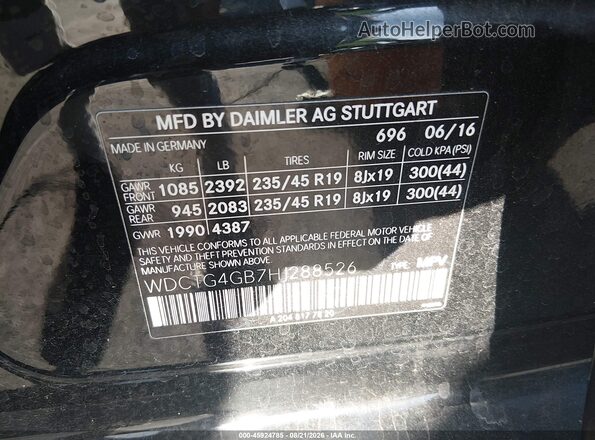 WDCTG4GB7HJ288526 2017 MERCEDES-BENZ GLA 250 Черный Вид подкапотного пространства