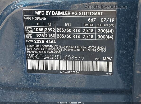 WDCTG4GB8LJ658875 2020 MERCEDES-BENZ GLA 250 Dark Blue Engine compartment view