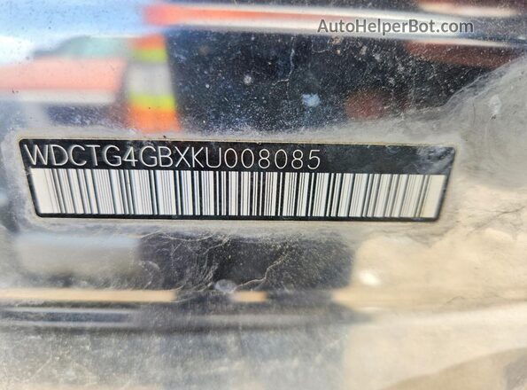 WDCTG4GBXKU008085 2019 MERCEDES-BENZ GLA Black Vista de la etiqueta del VIN