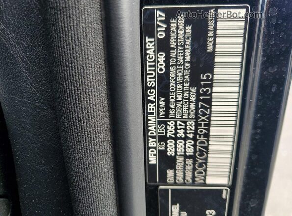 WDCYC7DF9HX271315 2017 MERCEDES-BENZ G-CLASS Black VIN კოდის სტიკერის ხედი