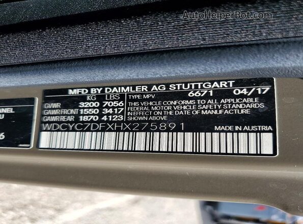 WDCYC7DFXHX275891 2017 MERCEDES-BENZ G-CLASS Tan სალონის 360-გრადუსიანი ხედი