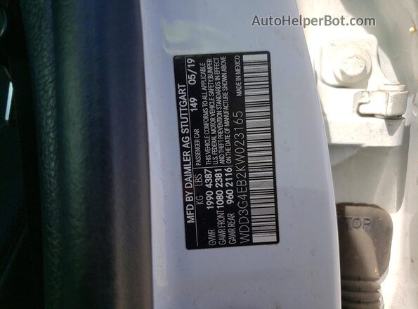 WDD3G4EB2KW023165 2019 MERCEDES-BENZ A White Engine compartment view