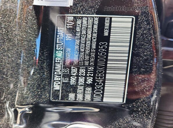 WDD3G4EB3KW005953 2019 MERCEDES-BENZ A Black Вид наклейки з VIN-кодом