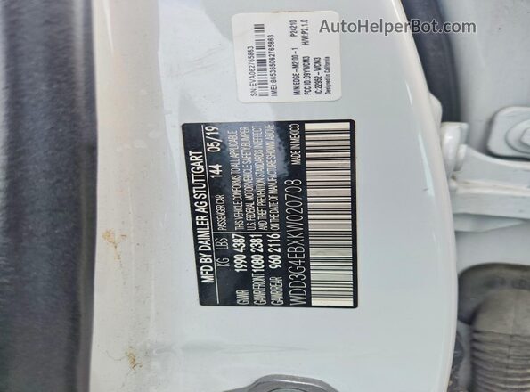 WDD3G4EBXKW020708 2019 MERCEDES-BENZ A White Widok komory silnika