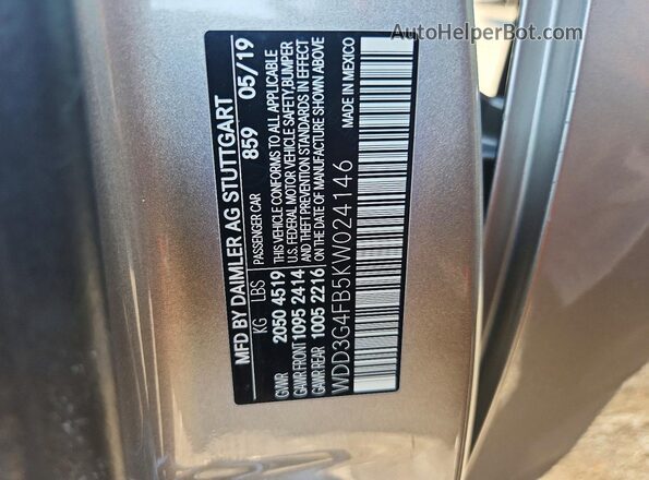 WDD3G4FB5KW024146 2019 MERCEDES-BENZ A Silver Engine compartment view