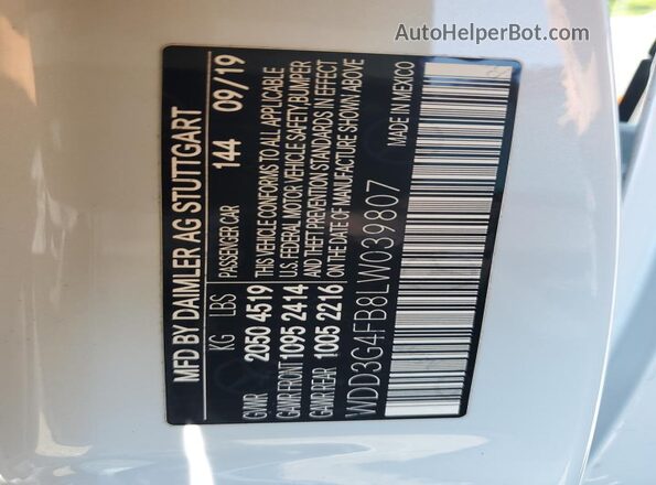 WDD3G4FB8LW039807 2020 MERCEDES-BENZ A White Vista del compartimento del motor