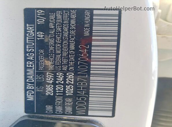 WDD5J4HB7LN070642 2020 MERCEDES-BENZ CLA-CLASS White Vista del compartimento del motor