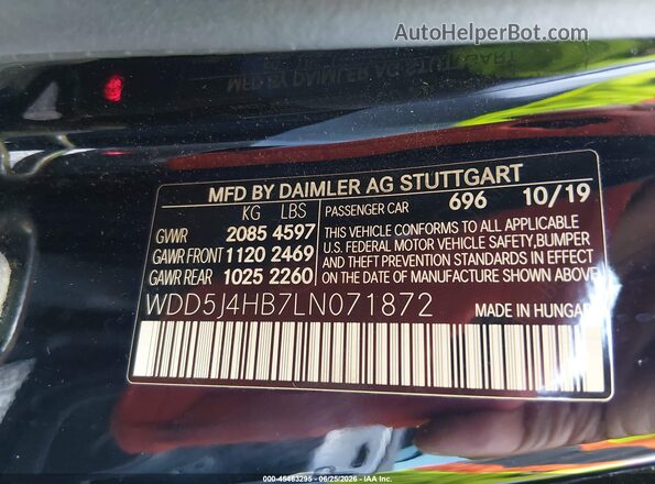 WDD5J4HB7LN071872 2020 MERCEDES-BENZ CLA 250 Черный Вид подкапотного пространства