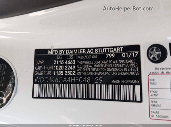 WDDJK6GA4HF048129 2017 MERCEDES-BENZ SL 450 White Widok komory silnika