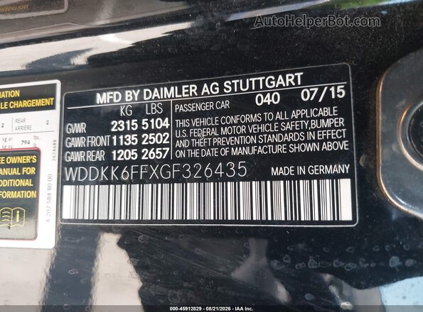 WDDKK6FFXGF326435 2016 MERCEDES-BENZ E-CLASS Black Widok komory silnika