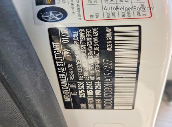 WDDLJ7DB9HA197227 2017 MERCEDES-BENZ CLS-CLASS White VIN sticker view