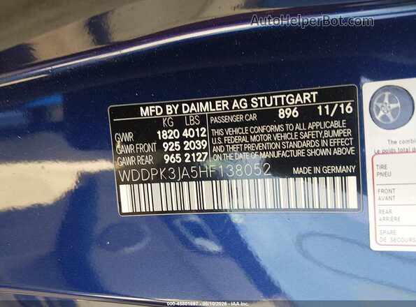 WDDPK3JA5HF138052 2017 MERCEDES-BENZ SLC 300 Blue Вид підкапотного простору