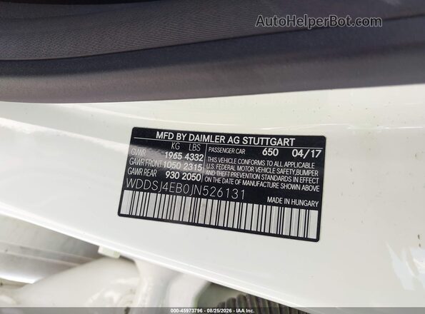 WDDSJ4EB0JN526131 2018 MERCEDES-BENZ CLA 250 Белый Вид подкапотного пространства