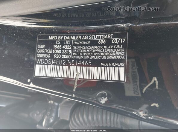 WDDSJ4EB2JN514465 2018 MERCEDES-BENZ CLA 250 Black ძრავის განყოფილების ხედი