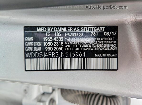 WDDSJ4EB3JN515964 2018 MERCEDES-BENZ CLA-CLASS Silver Вид підкапотного простору