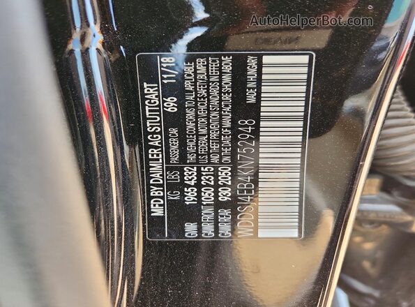 WDDSJ4EB4KN752948 2019 MERCEDES-BENZ CLA-CLASS Black VIN sticker view