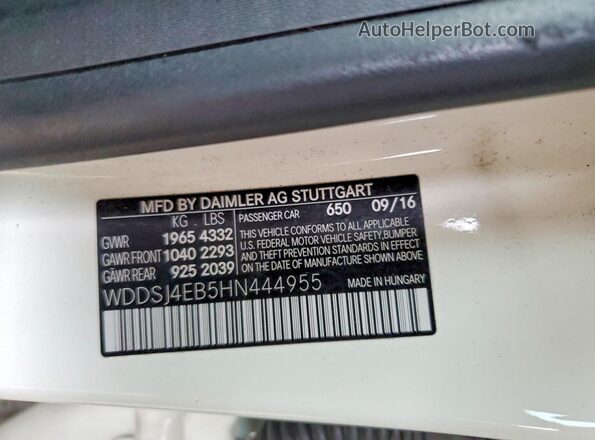 WDDSJ4EB5HN444955 2017 MERCEDES-BENZ CLA-CLASS White Widok komory silnika