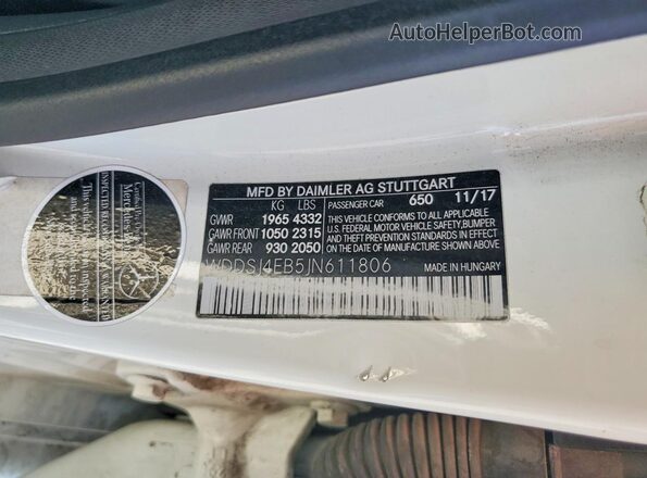 WDDSJ4EB5JN611806 2018 MERCEDES-BENZ CLA-CLASS White Engine compartment view