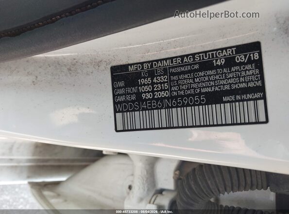 WDDSJ4EB6JN659055 2018 MERCEDES-BENZ CLA 250 White Vista del compartimento del motor