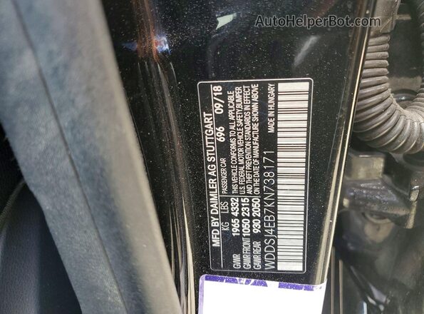 WDDSJ4EB7KN738171 2019 MERCEDES-BENZ CLA-CLASS Black Vista del compartimento del motor