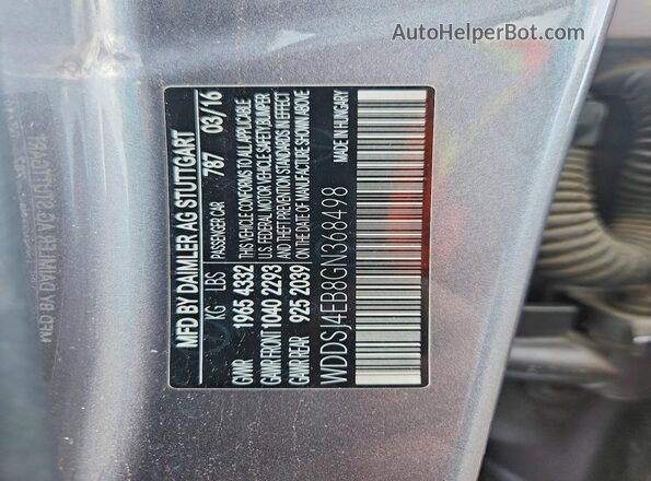 WDDSJ4EB8GN368498 2016 MERCEDES-BENZ CLA-CLASS Gray VIN sticker view