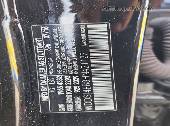 WDDSJ4EB8HN421122 2017 MERCEDES-BENZ CLA-CLASS Black Շարժիչի բաժամունքի տեսք