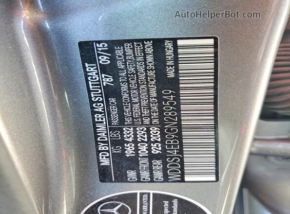 WDDSJ4EB9GN289549 2016 MERCEDES-BENZ CLA-CLASS Gray Vista del compartimento del motor