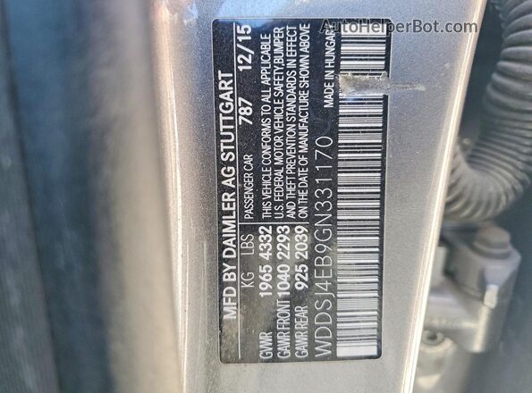 WDDSJ4EB9GN331170 2016 MERCEDES-BENZ CLA-CLASS Charcoal Vista del compartimento del motor
