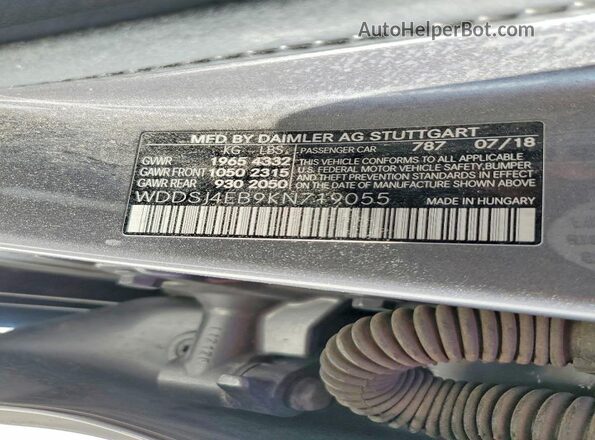 WDDSJ4EB9KN719055 2019 MERCEDES-BENZ CLA-CLASS Gray Engine compartment view