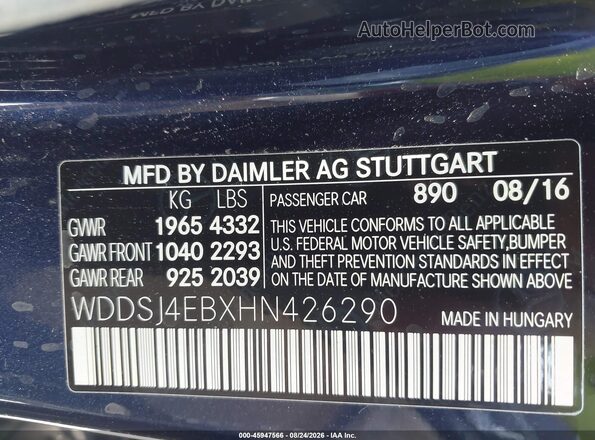 WDDSJ4EBXHN426290 2017 MERCEDES-BENZ CLA 250 White ძრავის განყოფილების ხედი