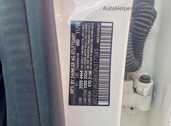 WDDSJ4GB6GN317045 2016 MERCEDES-BENZ CLA-CLASS Белый Вид наклейки с VIN-кодом