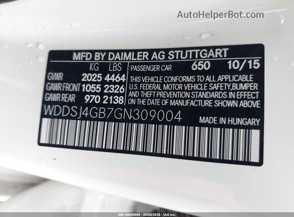 WDDSJ4GB7GN309004 2016 MERCEDES-BENZ CLA 250 White Widok komory silnika