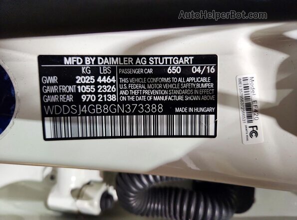 WDDSJ4GB8GN373388 2016 MERCEDES-BENZ CLA-CLASS White Շարժիչի բաժամունքի տեսք