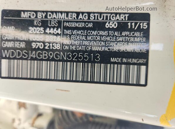 WDDSJ4GB9GN325513 2016 MERCEDES-BENZ CLA-CLASS White ძრავის განყოფილების ხედი