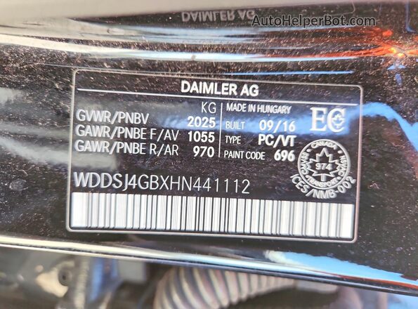 WDDSJ4GBXHN441112 2017 MERCEDES-BENZ CLA-CLASS Black VIN կոդի պիտակի տեսք