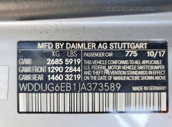 WDDUG6EB1JA373589 2018 MERCEDES-BENZ S Silver Շարժիչի բաժամունքի տեսք