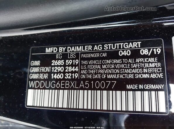 WDDUG6EBXLA510077 2020 MERCEDES-BENZ S-CLASS Black Widok komory silnika