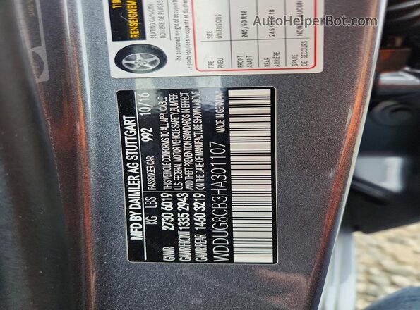WDDUG8CB3HA301107 2017 MERCEDES-BENZ S Gray Շարժիչի բաժամունքի տեսք