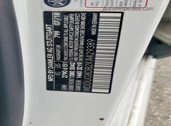 WDDUG8DB2KA429389 2019 MERCEDES-BENZ S White Vista del compartimento del motor