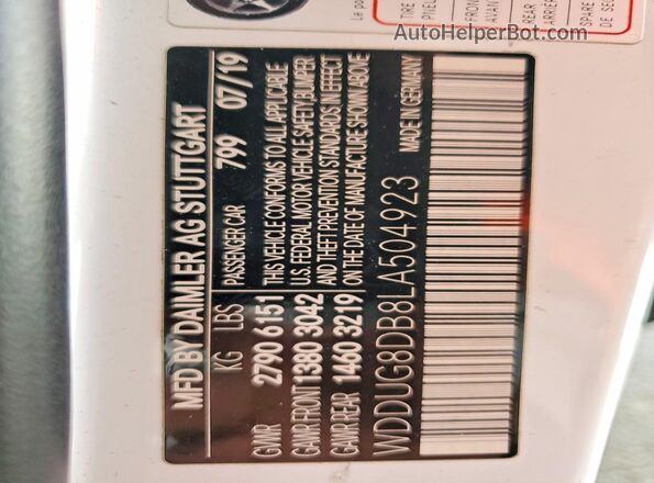 WDDUG8DB8LA504923 2020 MERCEDES-BENZ S White Вид підкапотного простору