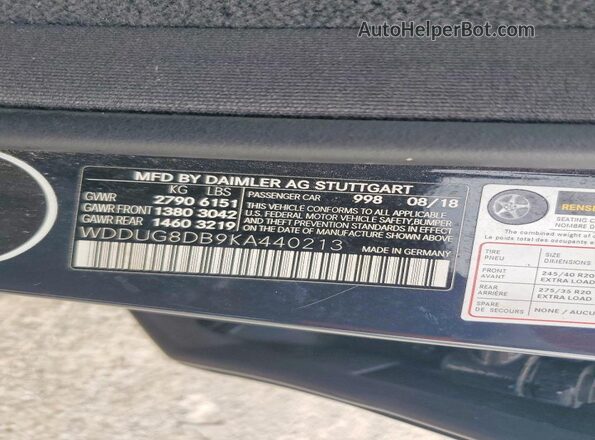 WDDUG8DB9KA440213 2019 MERCEDES-BENZ S Gray Widok komory silnika